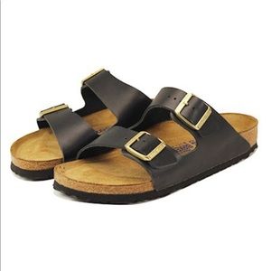 Black Birkenstocks w/ Gold Buckle Sz 38